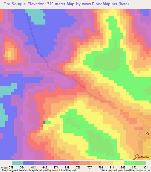 Ore Sougue,Guinea Elevation Map