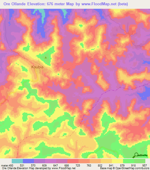 Ore Ollande,Guinea Elevation Map