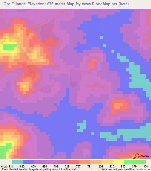 Ore Ollande,Guinea Elevation Map