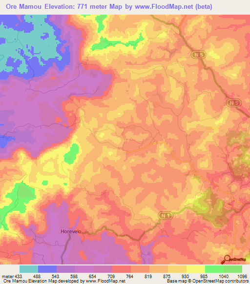 Ore Mamou,Guinea Elevation Map