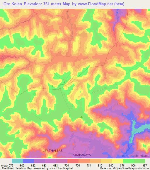 Ore Kolen,Guinea Elevation Map