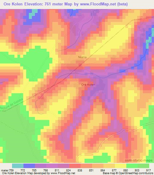 Ore Kolen,Guinea Elevation Map