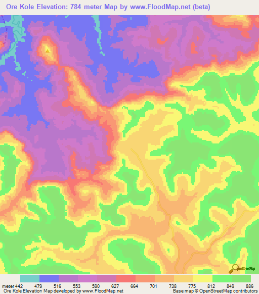 Ore Kole,Guinea Elevation Map