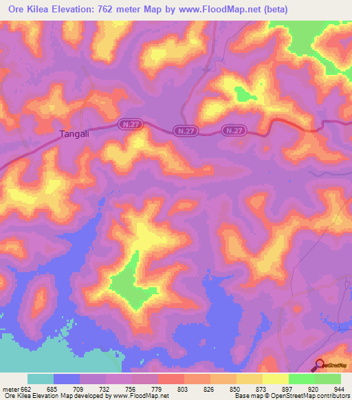 Ore Kilea,Guinea Elevation Map