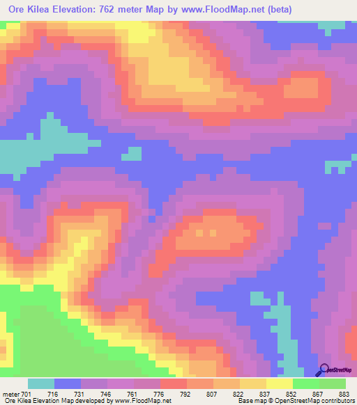 Ore Kilea,Guinea Elevation Map