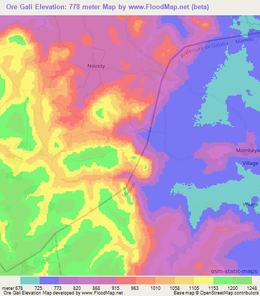 Ore Gali,Guinea Elevation Map