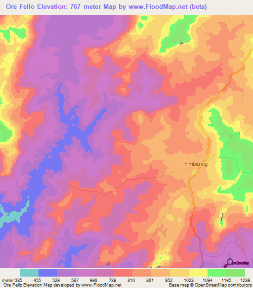 Ore Fello,Guinea Elevation Map