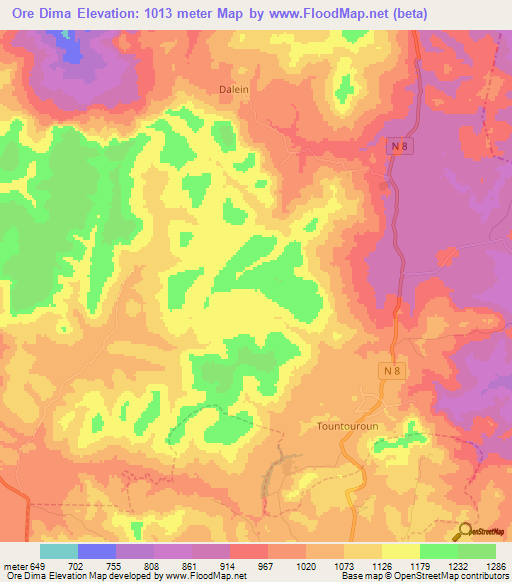 Ore Dima,Guinea Elevation Map