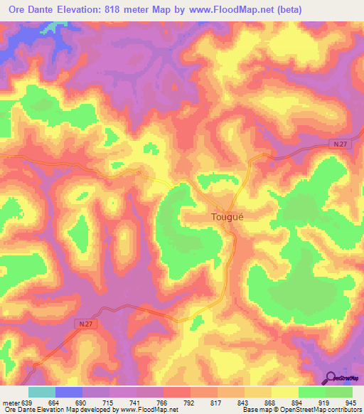 Ore Dante,Guinea Elevation Map