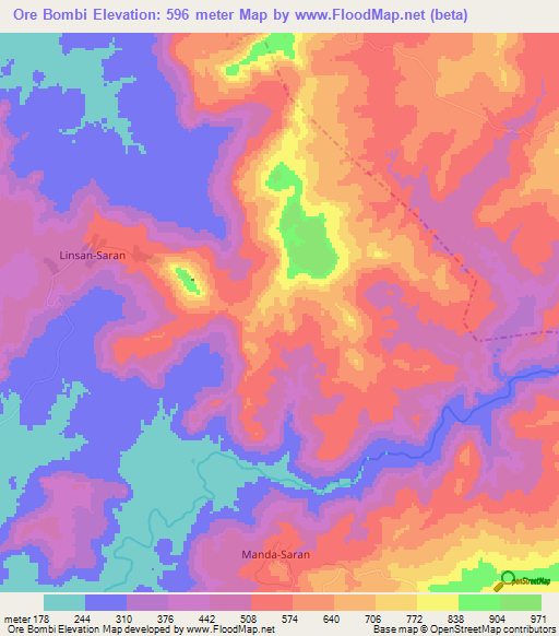 Ore Bombi,Guinea Elevation Map