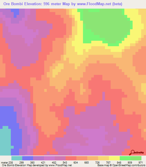 Ore Bombi,Guinea Elevation Map