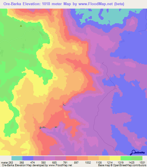 Ore-Barka,Guinea Elevation Map