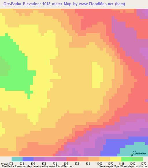 Ore-Barka,Guinea Elevation Map