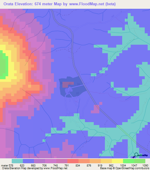 Orata,Guinea Elevation Map