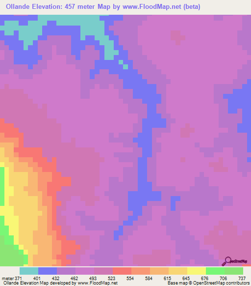 Ollande,Guinea Elevation Map