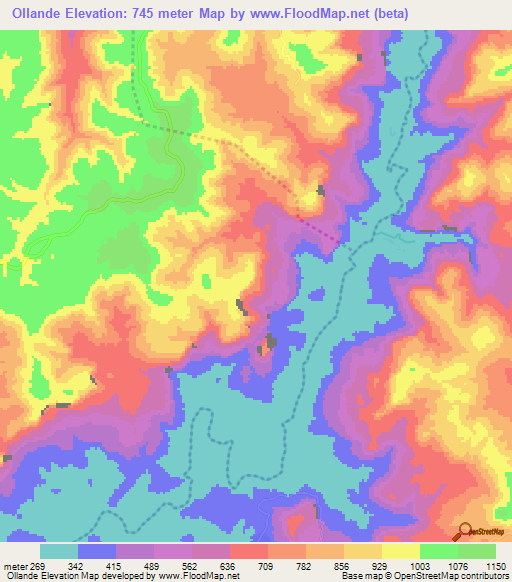 Ollande,Guinea Elevation Map