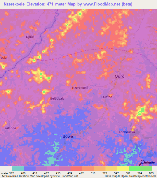 Nzerekoele,Guinea Elevation Map