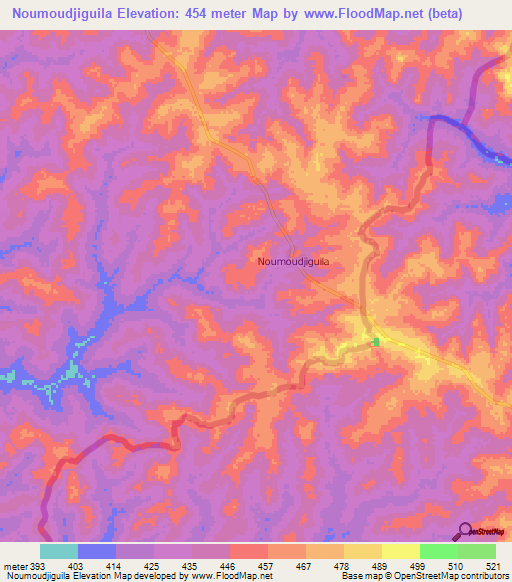 Noumoudjiguila,Guinea Elevation Map