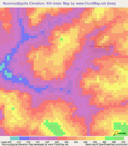 Noumoudjiguila,Guinea Elevation Map