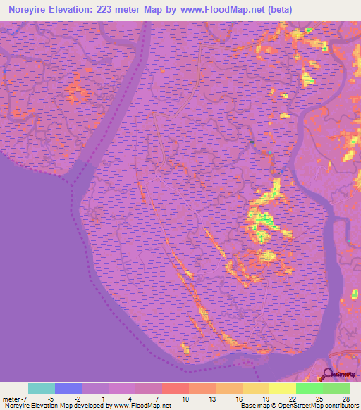 Noreyire,Guinea Elevation Map