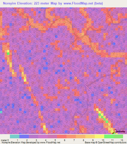 Noreyire,Guinea Elevation Map