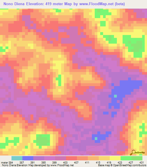 Nono Diena,Guinea Elevation Map