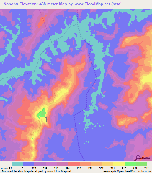 Nonoba,Guinea Elevation Map