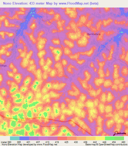 Nono,Guinea Elevation Map