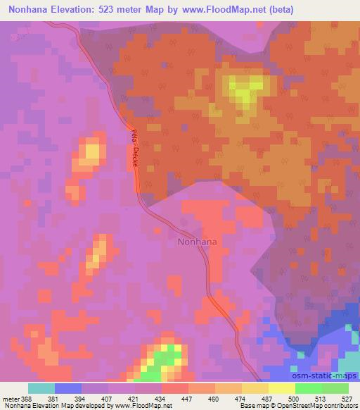 Nonhana,Guinea Elevation Map