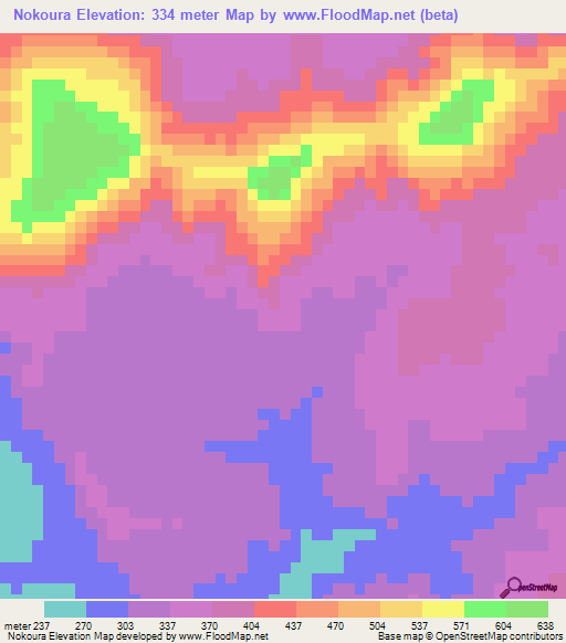 Nokoura,Guinea Elevation Map