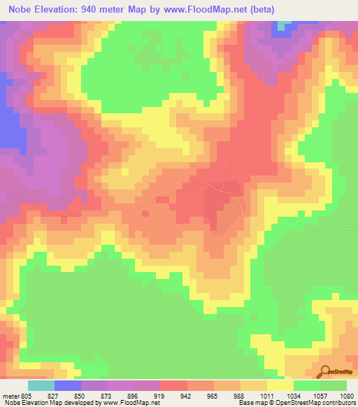 Nobe,Guinea Elevation Map