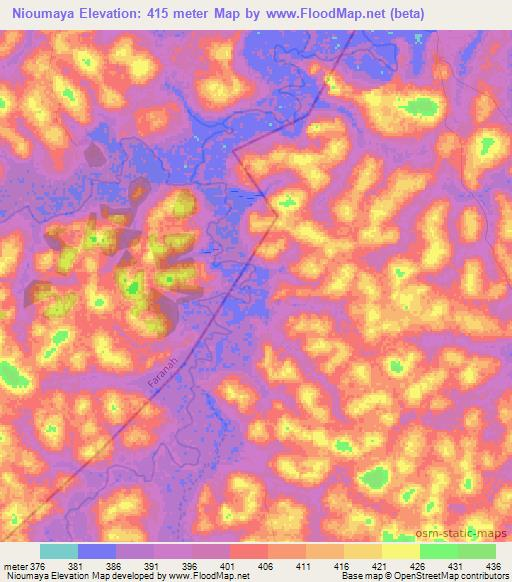 Nioumaya,Guinea Elevation Map