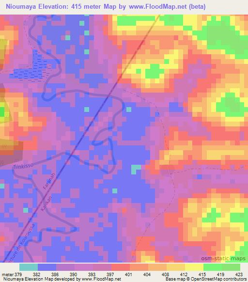 Nioumaya,Guinea Elevation Map