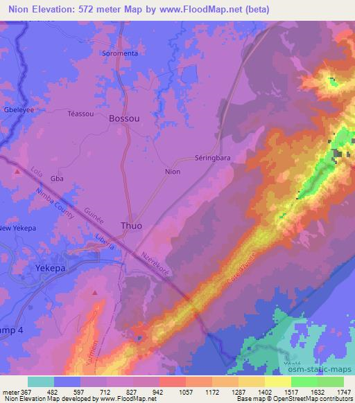 Nion,Guinea Elevation Map