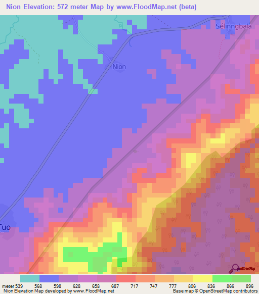 Nion,Guinea Elevation Map