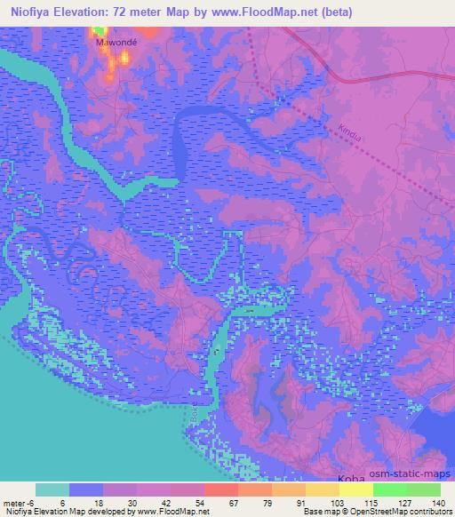 Niofiya,Guinea Elevation Map