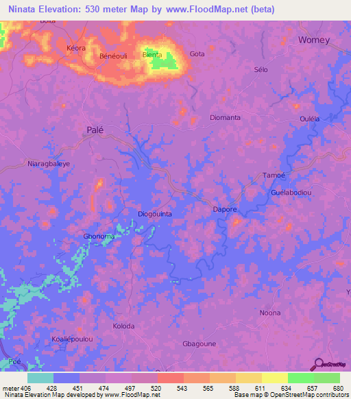 Ninata,Guinea Elevation Map