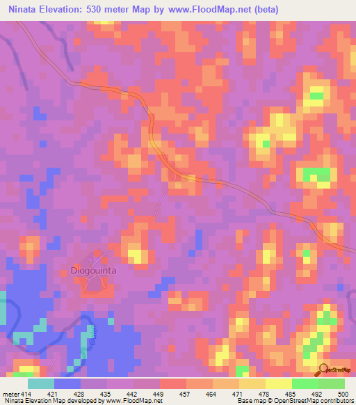 Ninata,Guinea Elevation Map