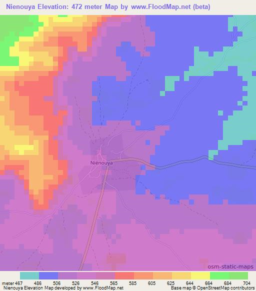 Nienouya,Guinea Elevation Map