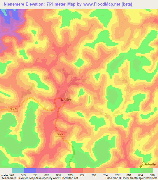 Nienemere,Guinea Elevation Map