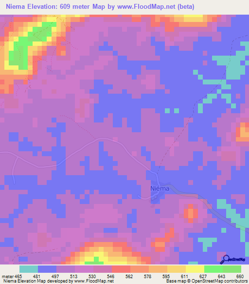 Niema,Guinea Elevation Map