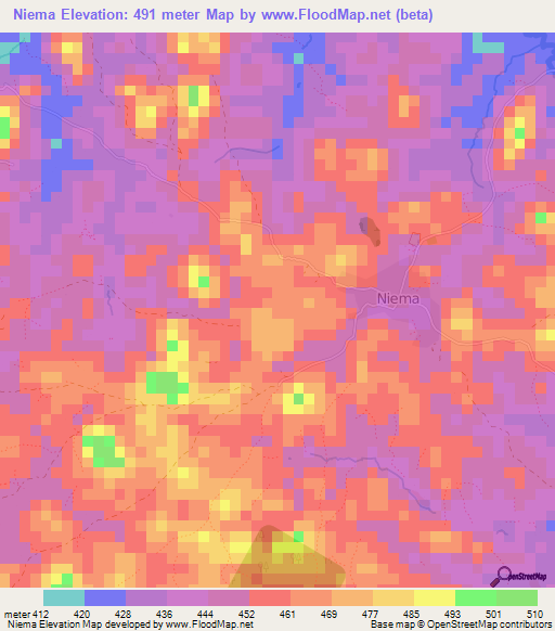 Niema,Guinea Elevation Map