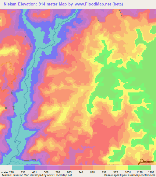 Niekan,Guinea Elevation Map