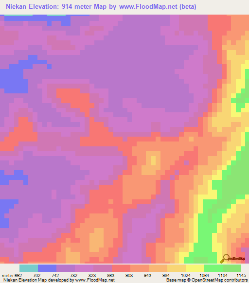 Niekan,Guinea Elevation Map