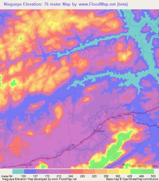 Niegueya,Guinea Elevation Map