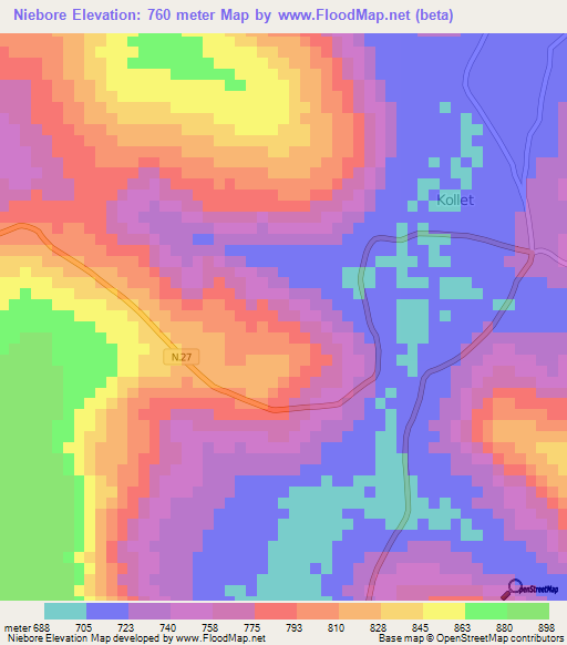 Niebore,Guinea Elevation Map