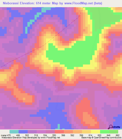 Nieborassi,Guinea Elevation Map