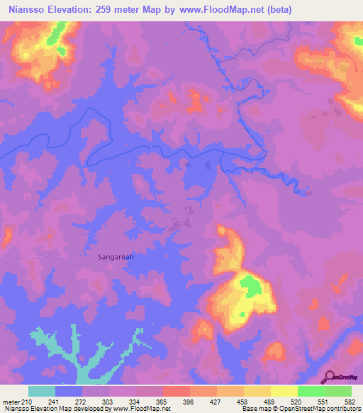 Niansso,Guinea Elevation Map