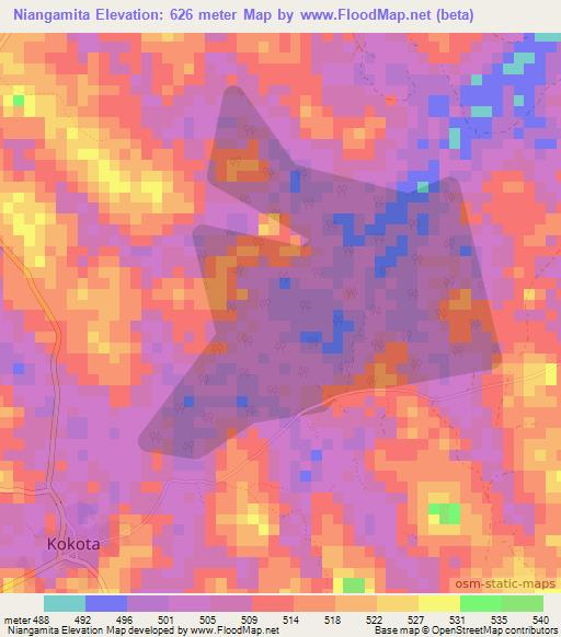 Niangamita,Guinea Elevation Map