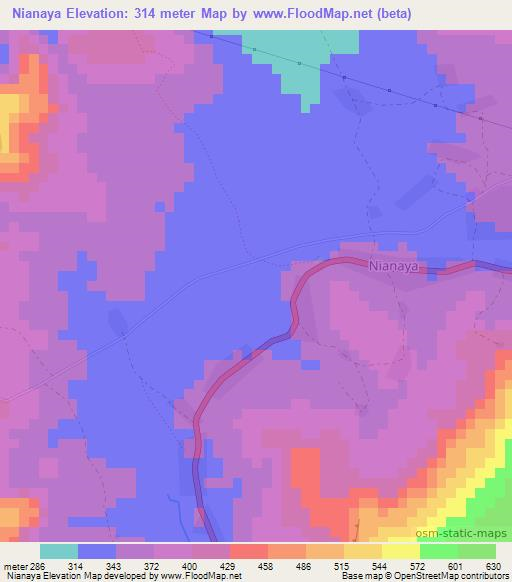 Nianaya,Guinea Elevation Map